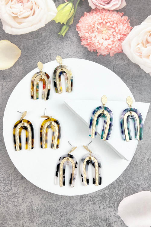 ARCH SHAPED ACETATE POST EARRINGS