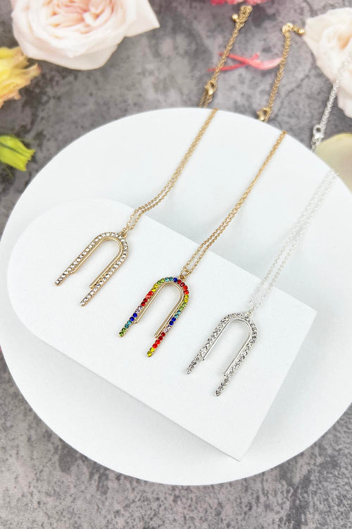 ARCH SHAPED GLASS BEADED NECKLACE