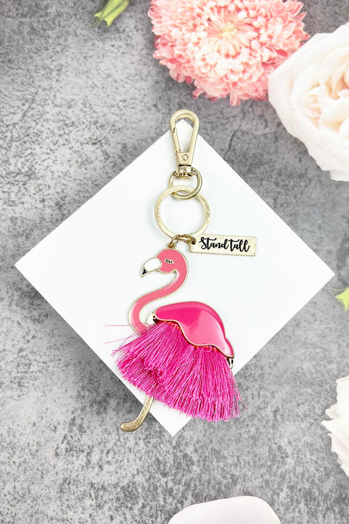 3.5" FLAMINGO WITH "STAND TALL" KEYCHAIN