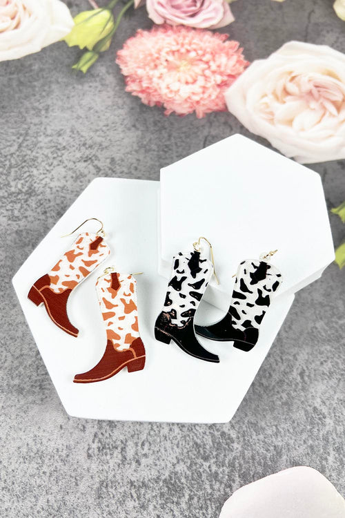 COW PRINT COWBOY BOOTS EARRING