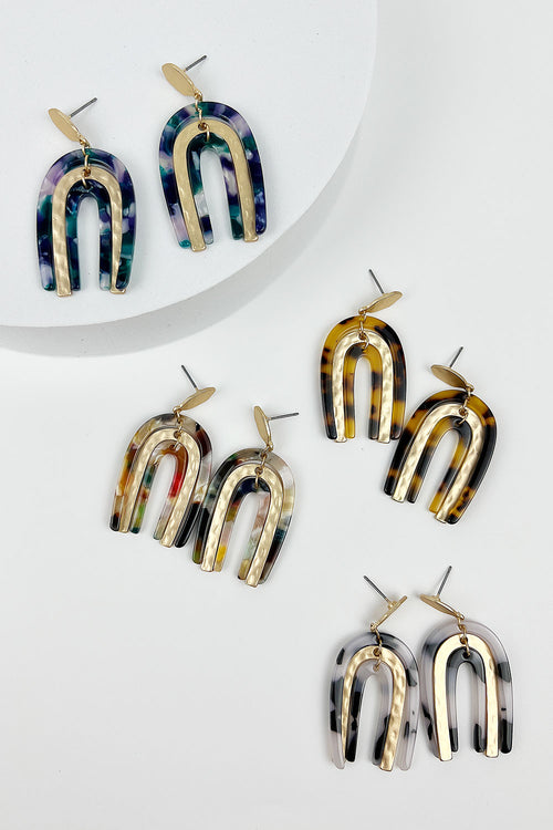 ARCH SHAPED ACETATE POST EARRINGS