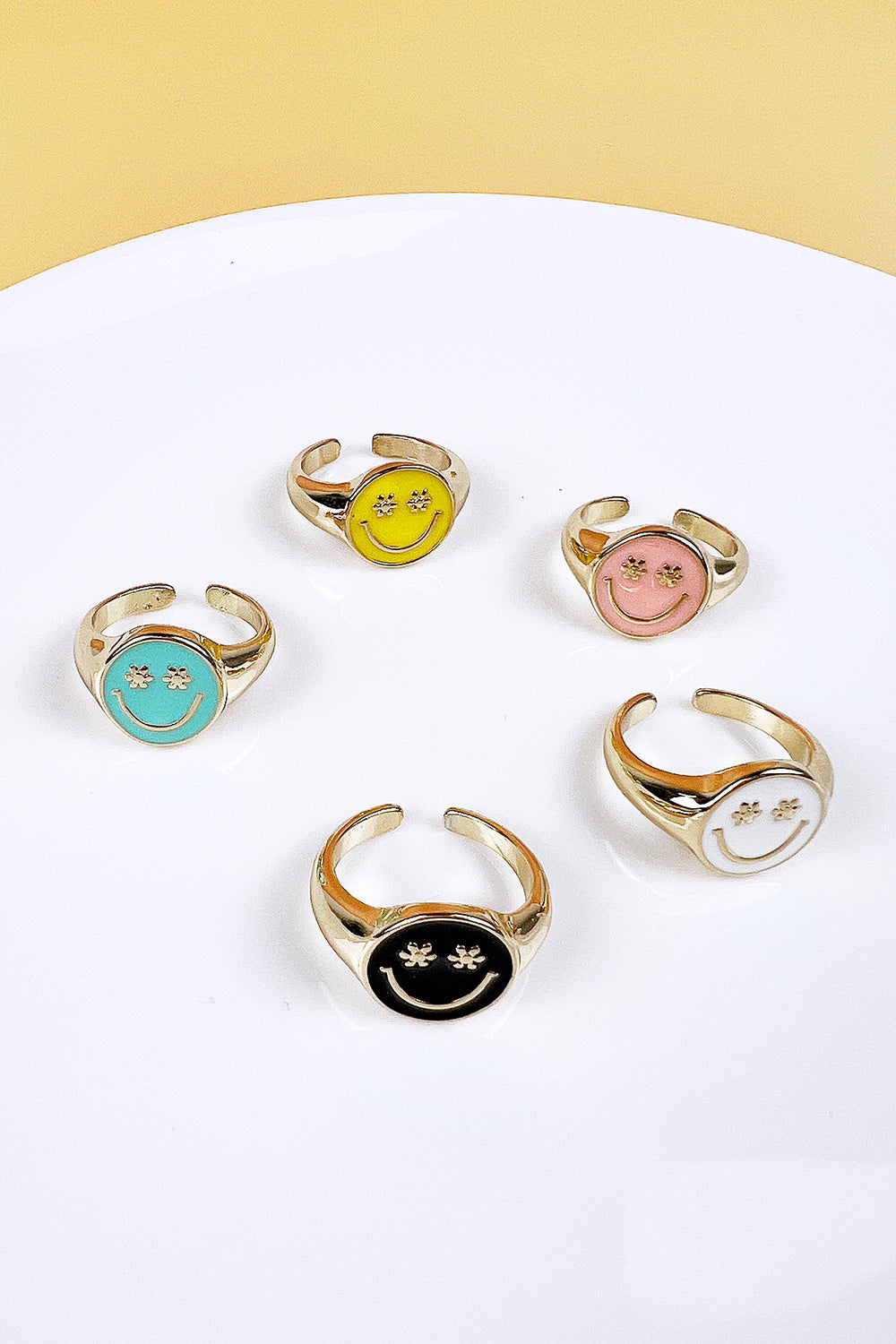 COLORFUL SMILE SHAPED ENAMEL OPEN RING