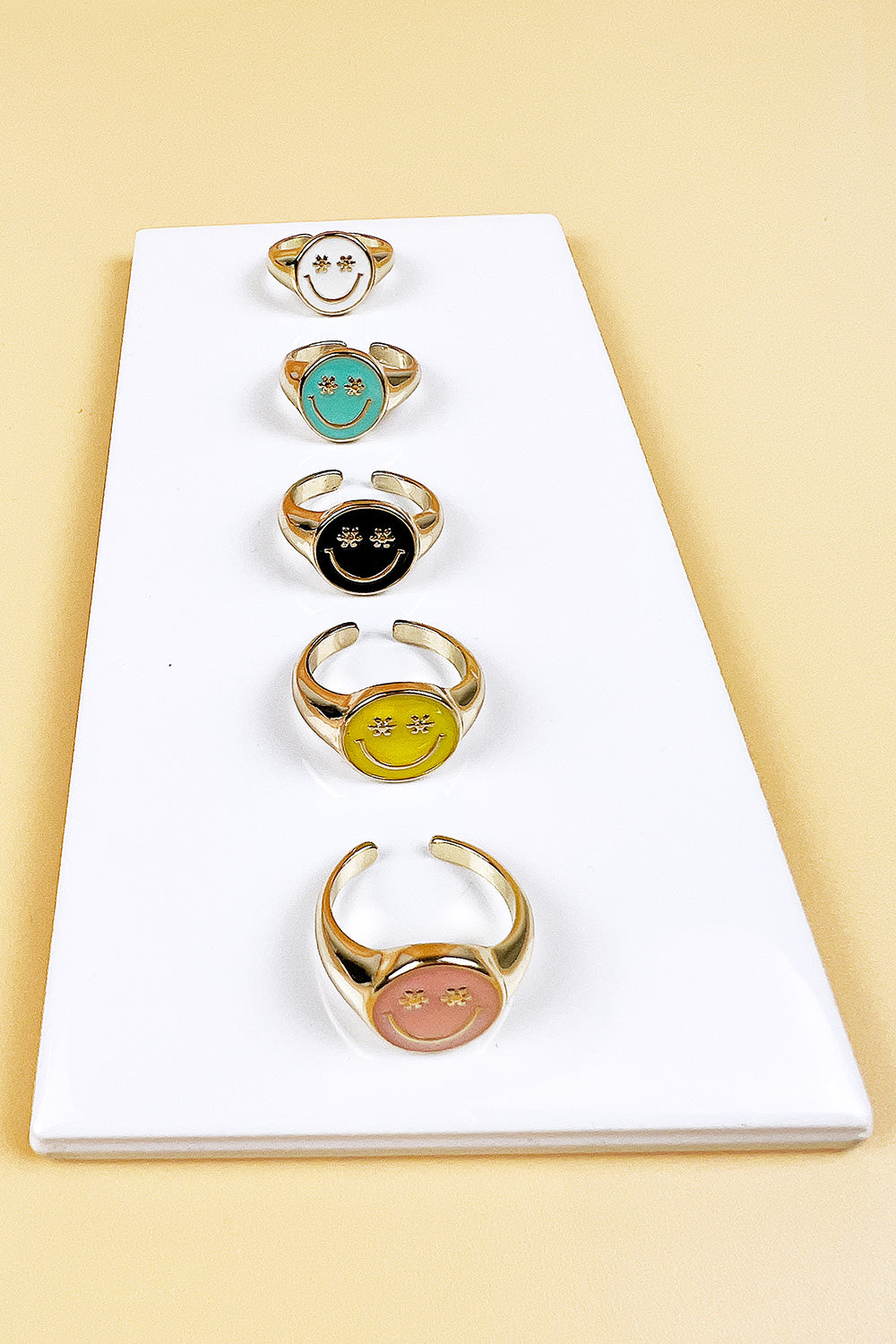 COLORFUL SMILE SHAPED ENAMEL OPEN RING