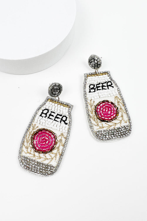 CAN BEER BEADED POST EARRING