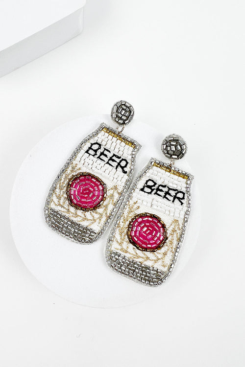 CAN BEER BEADED POST EARRING