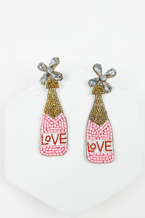 CHAMPAGNE BOTTLE WITH LOVE POST EARRING