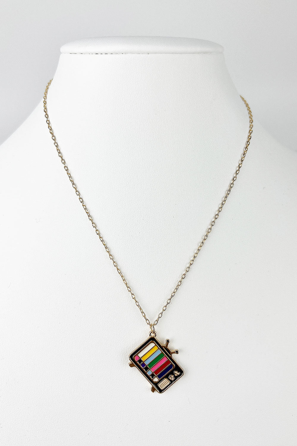 COLORFUL TELEVISION SCREEN ENAMEL SHORT NECKLACE