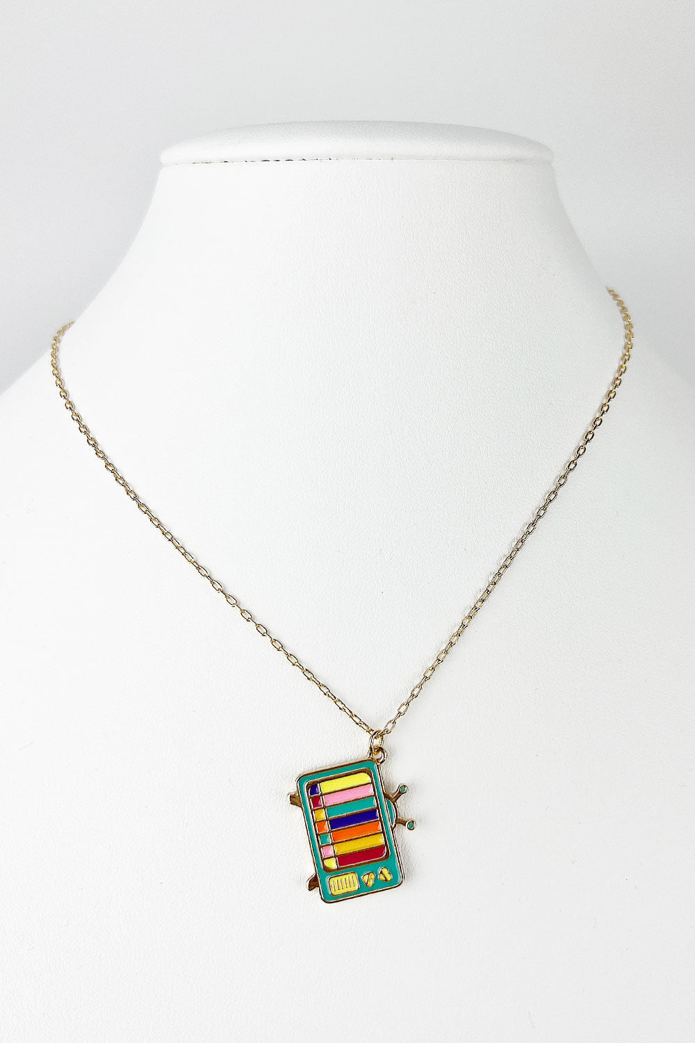 COLORFUL TELEVISION SCREEN ENAMEL SHORT NECKLACE
