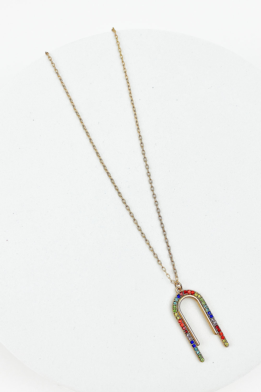 ARCH SHAPED GLASS BEADED NECKLACE