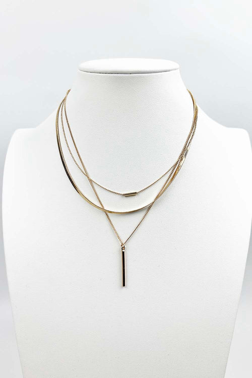 LAYERED METAL SNAKE CHAIN NECKLACE