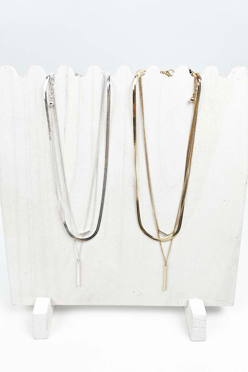 LAYERED METAL SNAKE CHAIN NECKLACE