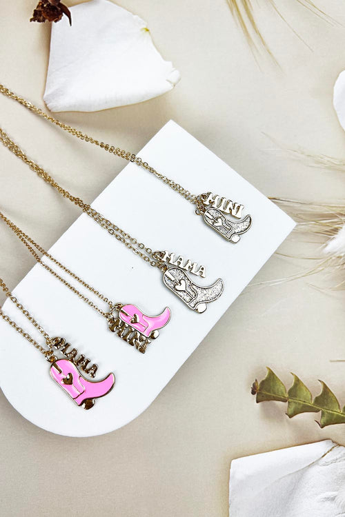MAMA BOOTS AND MINI BOOTS CHARM NECKLACE SET