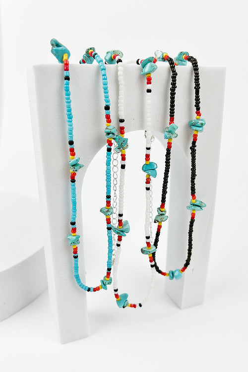 CHIP STONE SEED BEAD NECKLACE