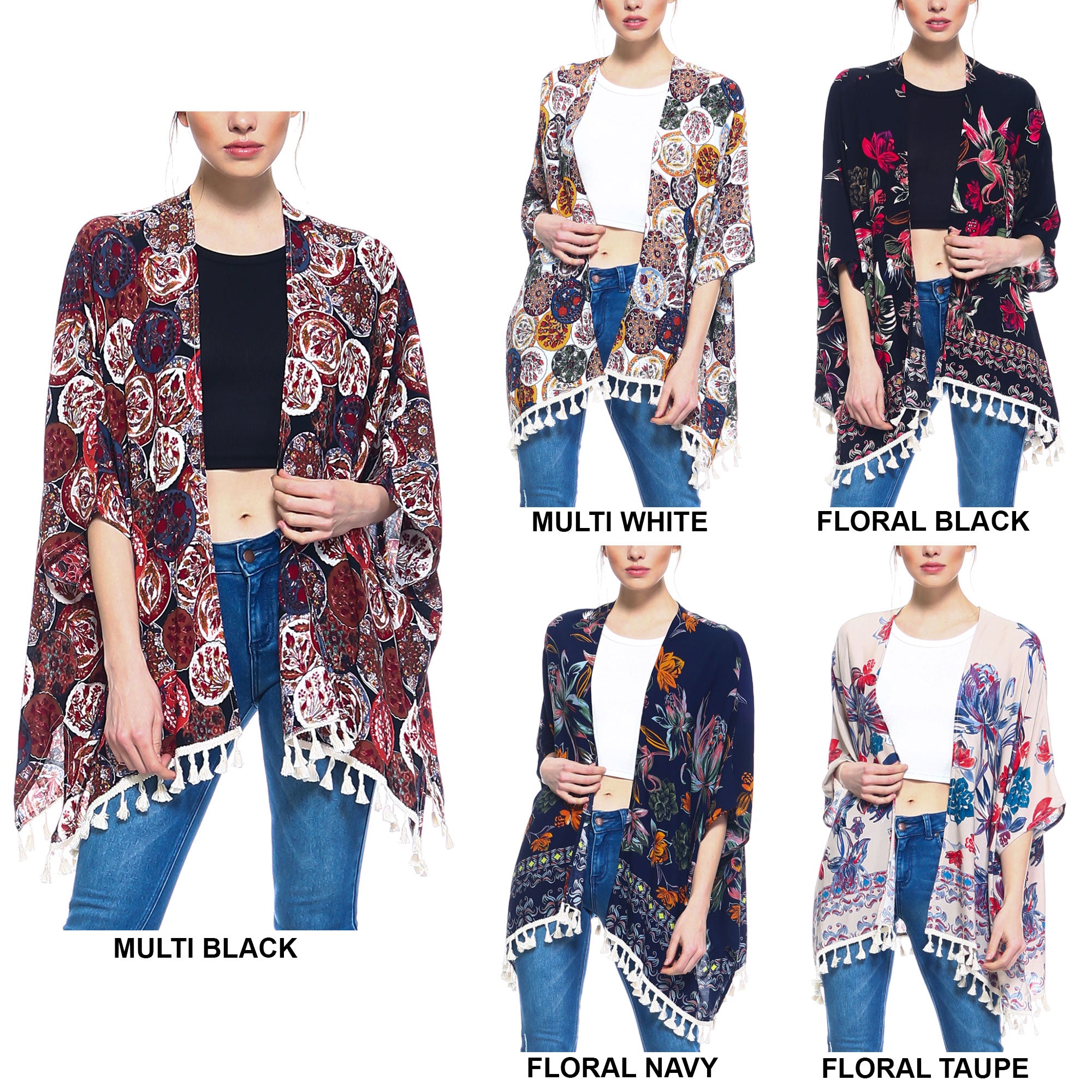 Fashionazzle Women's Casual Fringe Kimono Cardigan Beach Wear Cover-up