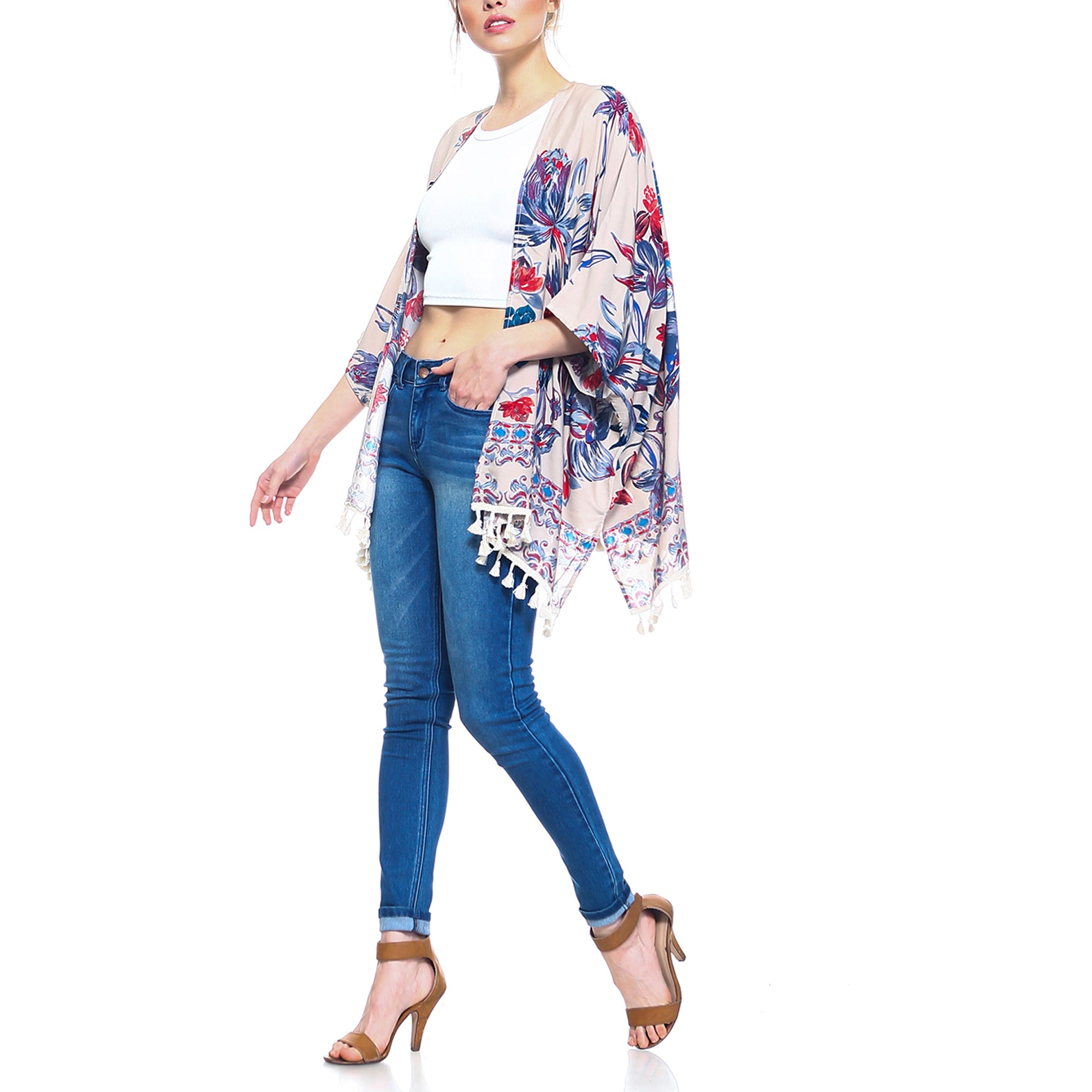 Fashionazzle Women's Casual Fringe Kimono Cardigan Beach Wear Cover-up