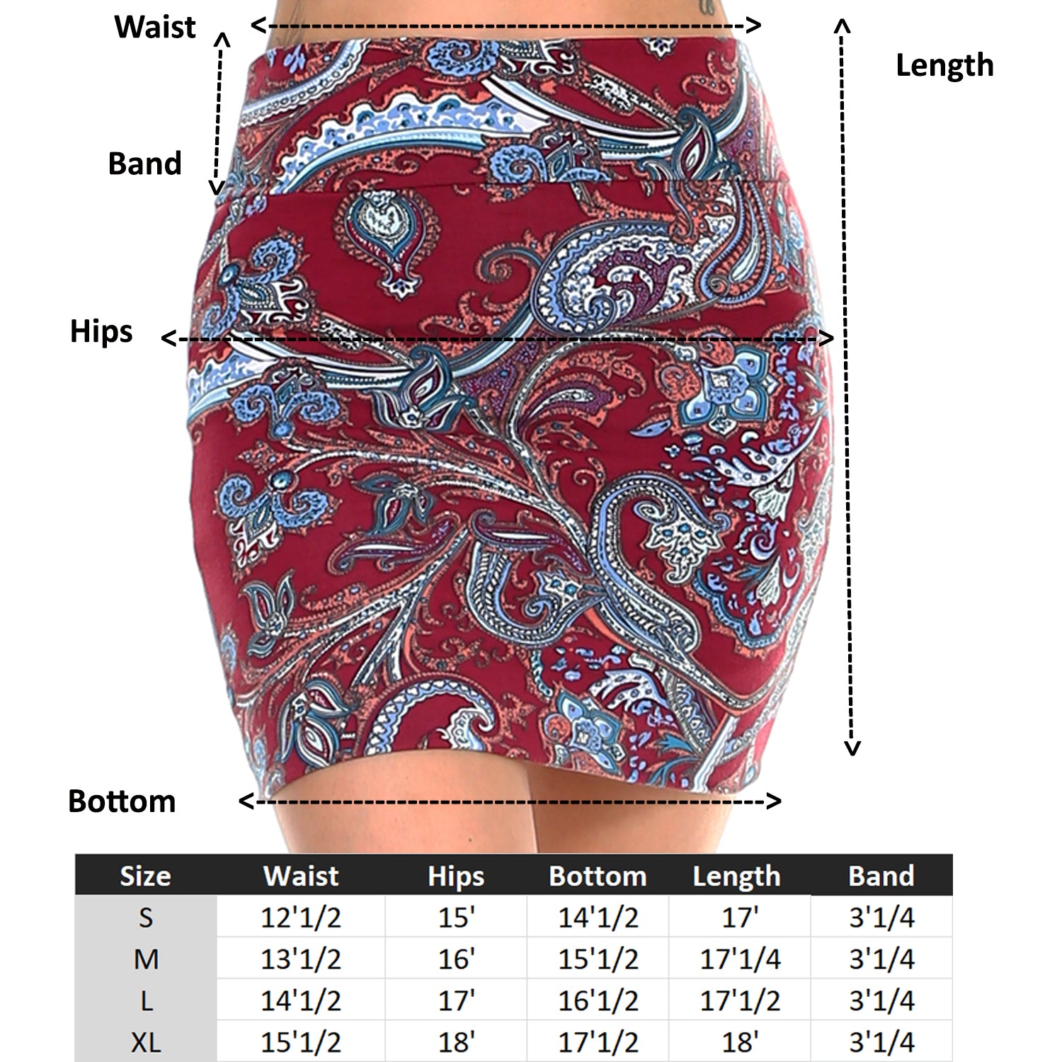 Fashionazzle Women's Casual Stretchy Bodycon Pencil Mini Skirt Print#42