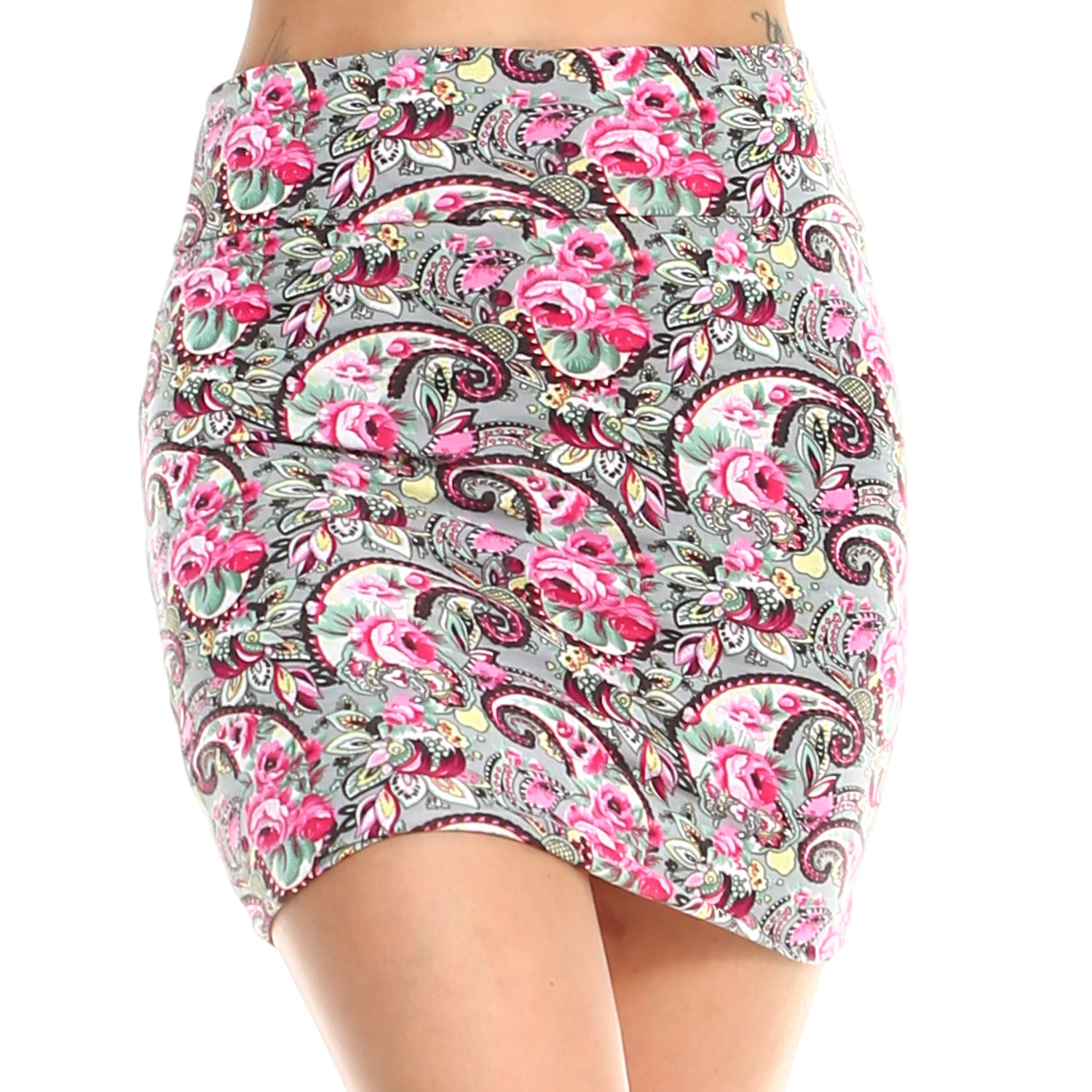 Fashionazzle Women's Casual Stretchy Bodycon Pencil Mini Skirt Print#55