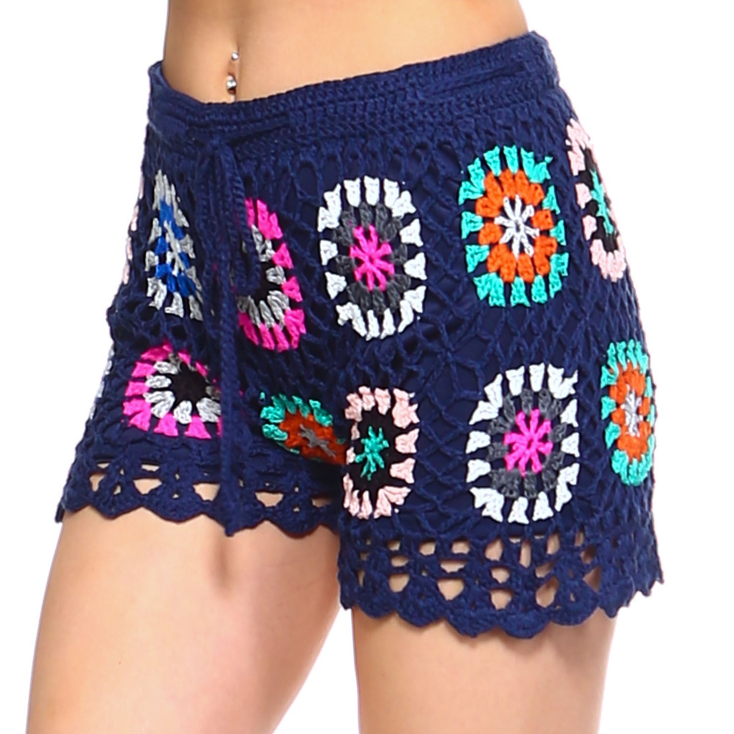 Fashionazzle Women's Casual Summer Beach Crochet Handmade Shorts