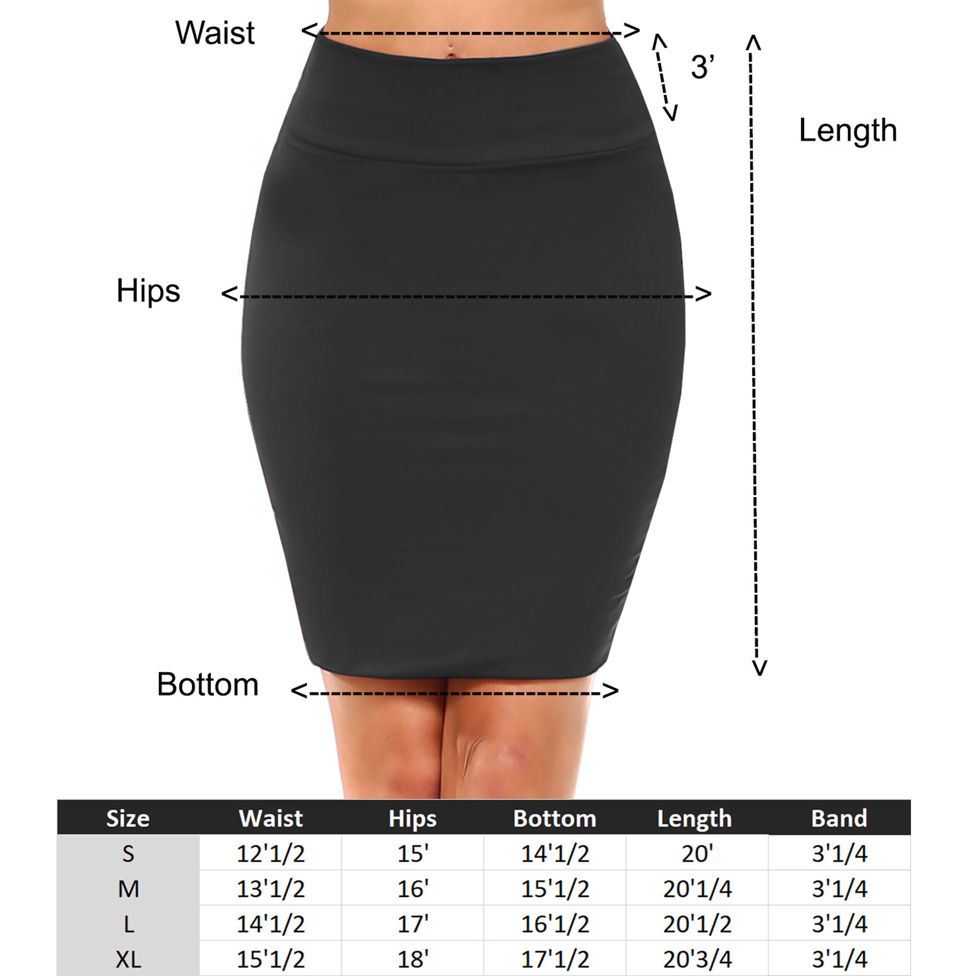 Fashionazzle Women's Casual Stretchy Bodycon Pencil Midi Mini Skirt