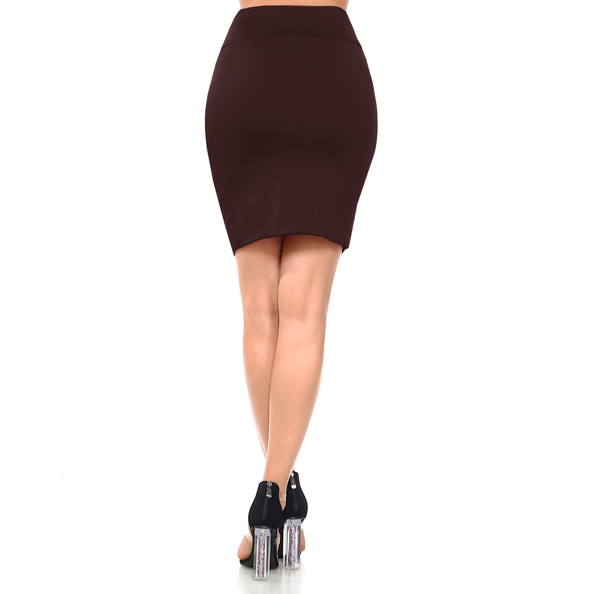 Fashionazzle Women's Casual Stretchy Bodycon Pencil Midi Mini Skirt