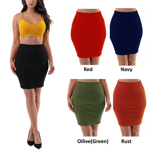 Fashionazzle Women's Casual Mid-Rise Bodycon Pencil Mini-Mid Skirt