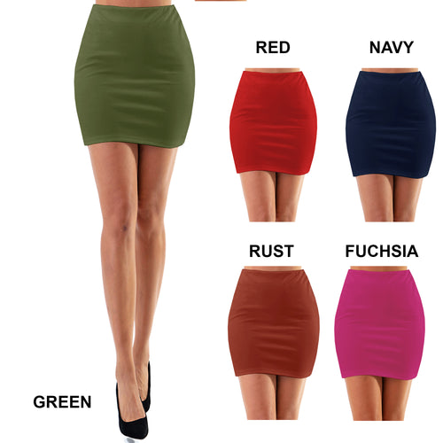 Fashionazzle Women's Casual Mid-Rise Bodycon Pencil Mini Skirt