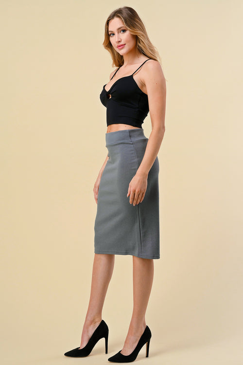 25 INCHES SOLID BODYCON OFFICE MIDI SKIRT