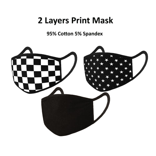 2 Layer Face Mask, Washable & Reusable Print & Solid Cotton Mask