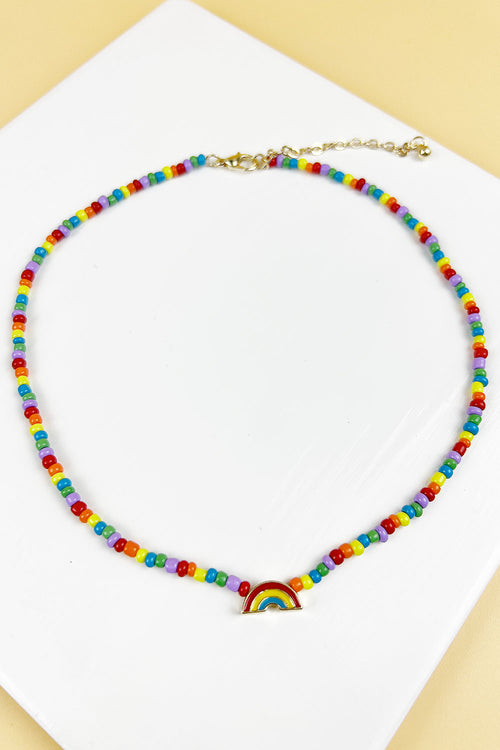 14" RAINBOW WITH SEED BEAD KIDS NECKLACE