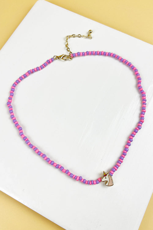 14" UNICORN WITH SEED BEAD KIDS NECKLACE