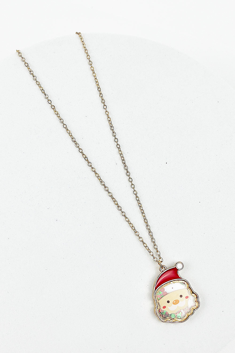 CHRISTMAS SANTA CLAUSE GLITTER SHAKER NECKLACE