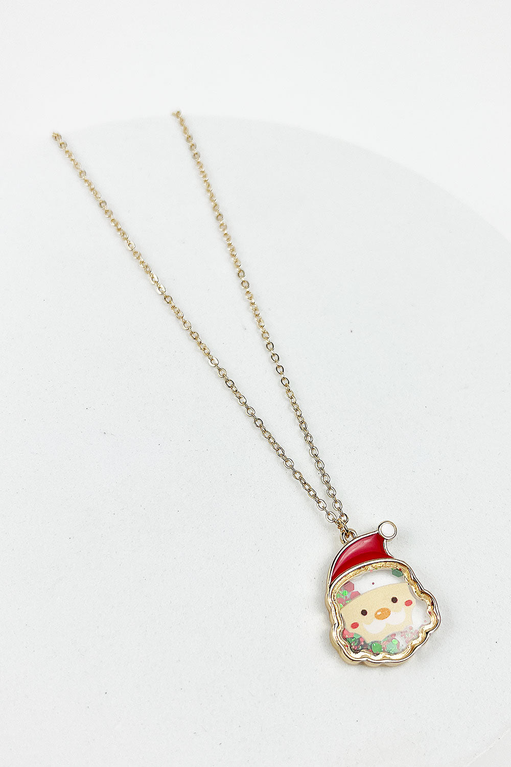 CHRISTMAS SANTA CLAUSE GLITTER SHAKER NECKLACE