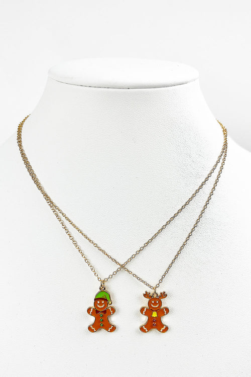 ELF COOKIE AND RUDOLPH COOKIE NECKLACE SET