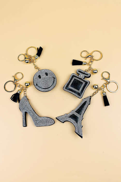 Variety Rhinestone Keychain with Clip Snap Hook