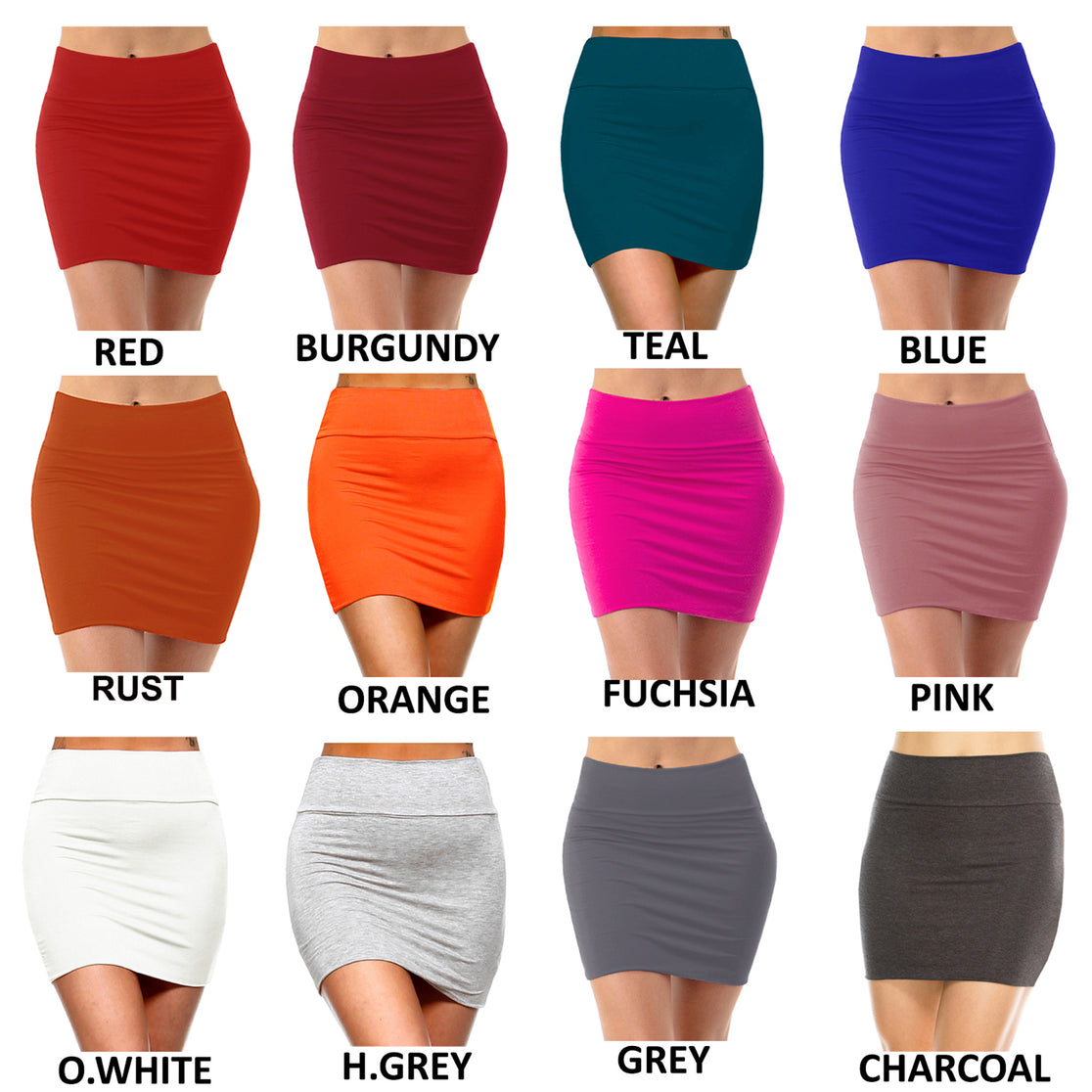 Mini Pencil Skirt for Women- Above Knee Basic Basic Bodycon Skirt Made in  USA