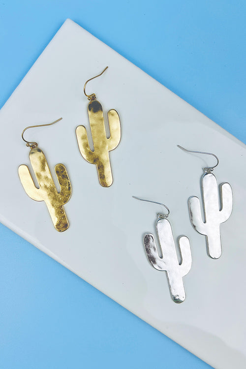 STATEMENT HAMMERED CACTUS EARRINGS