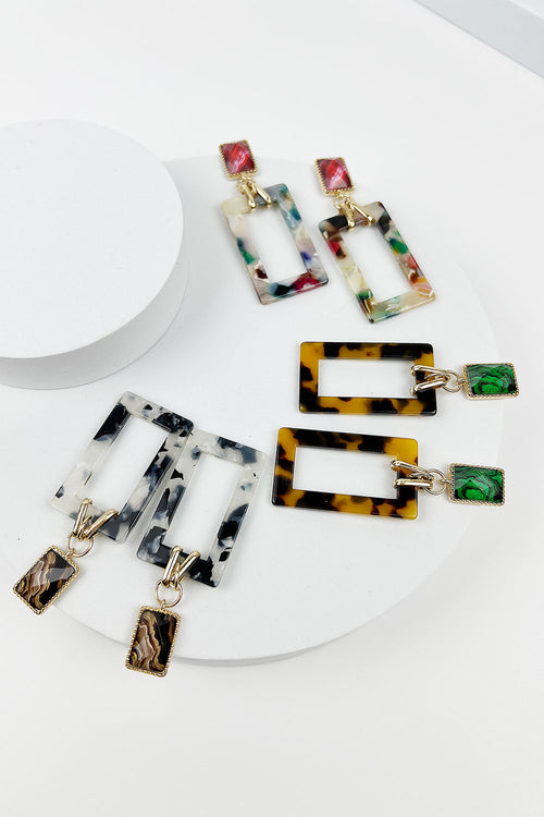 EPOXY ACETATE SQUARE SHAPED POST EARRING