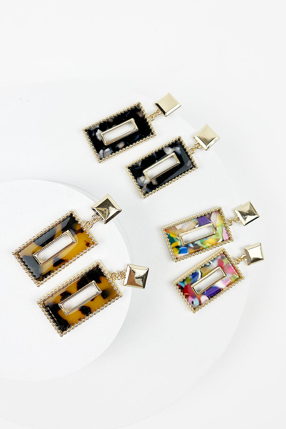 SQUARE ACETATE WITH METAL POST EARRING