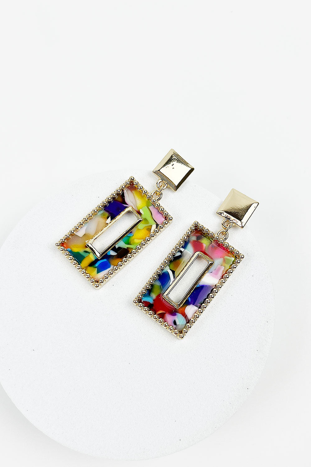 SQUARE ACETATE WITH METAL POST EARRING