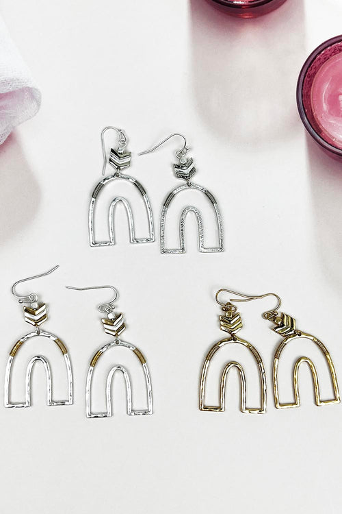 ARCH SHAPED WIRE WRAPPED HOOK EARRING