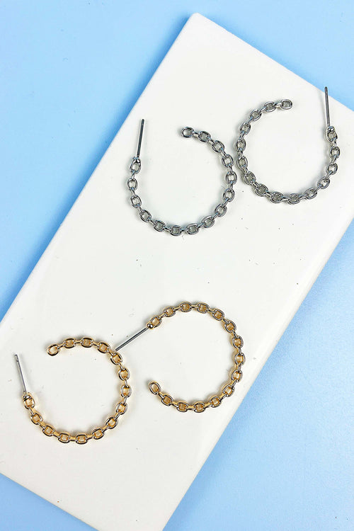 1.2 INCHES CHAIN CASTING HOOP EARRING