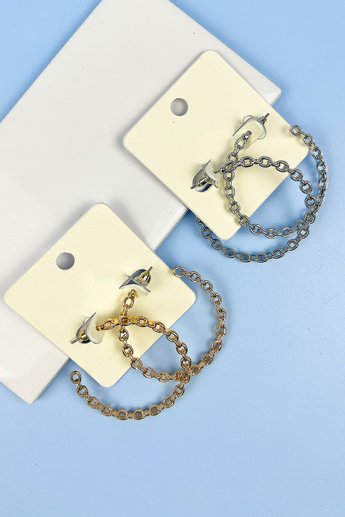 1.7 INCHES CHAIN CASTING HOOP EARRING