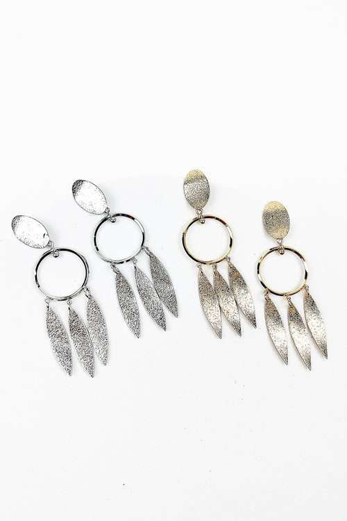 ROUND SAND TEXTURED DROP EARRING
