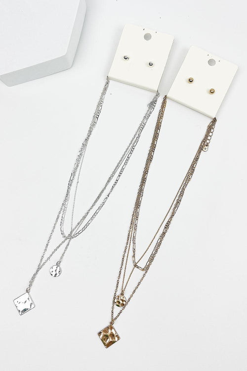 HAMMERED LAYER NECKLACE SET