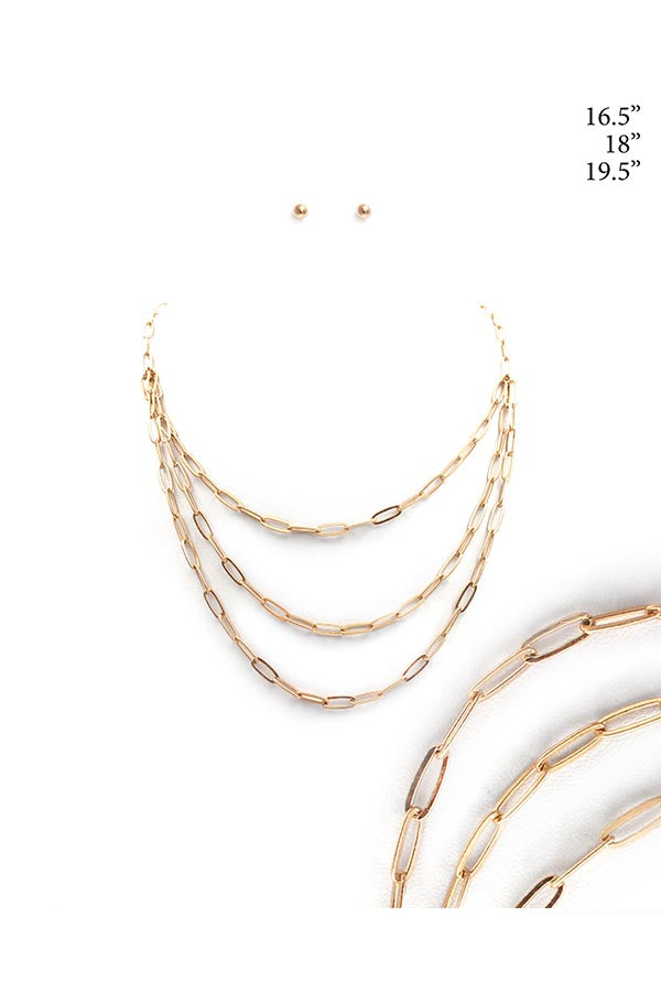 OVAL CHAIN LAYER NECKLACE SET