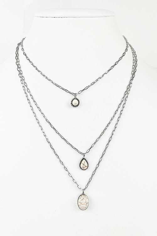 WESTERN STYLE 3 LAYERED PENDANT CHAIN NECKLACE