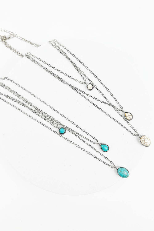 WESTERN STYLE 3 LAYERED PENDANT CHAIN NECKLACE
