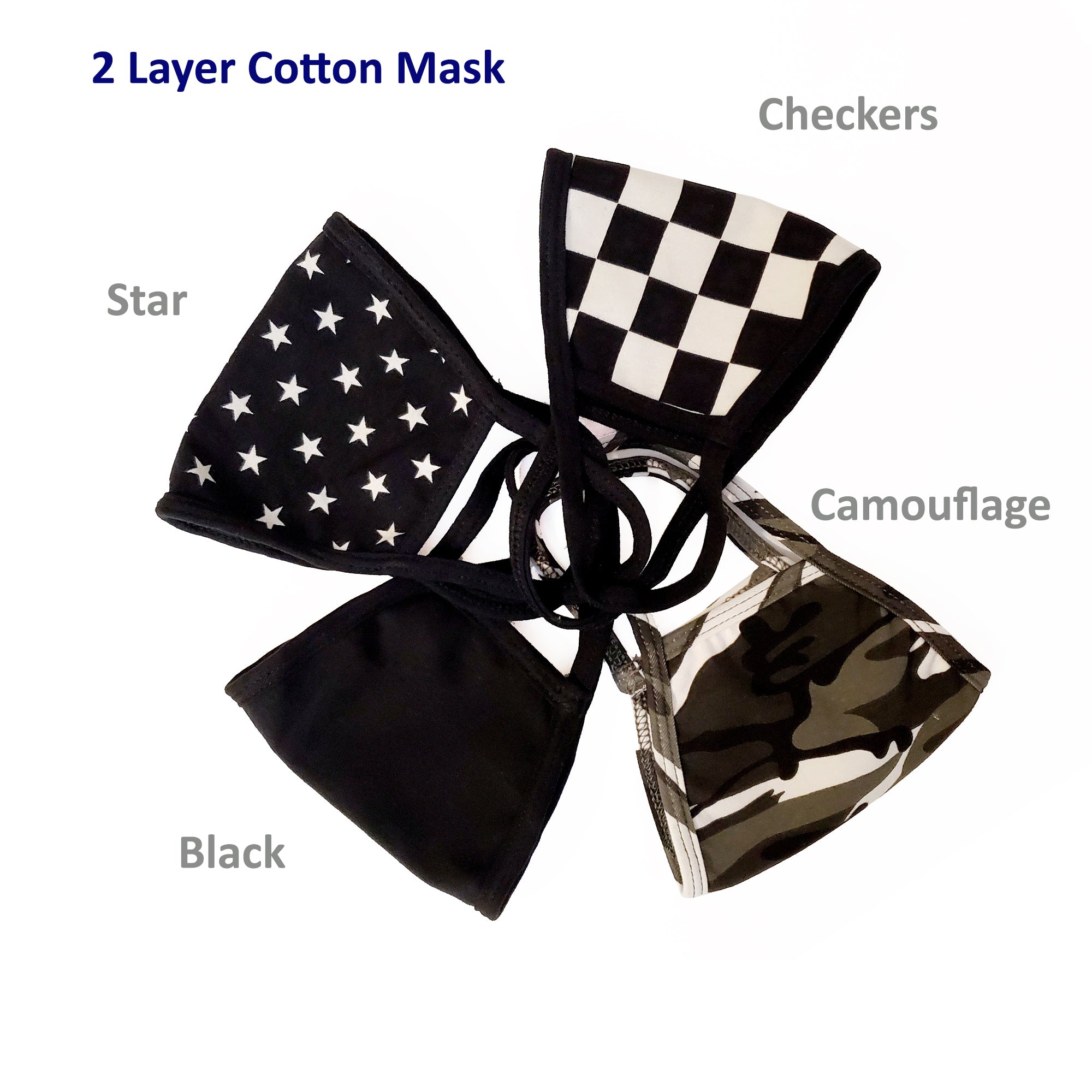 2 Layer Face Mask, Washable & Reusable Print & Solid Cotton Mask