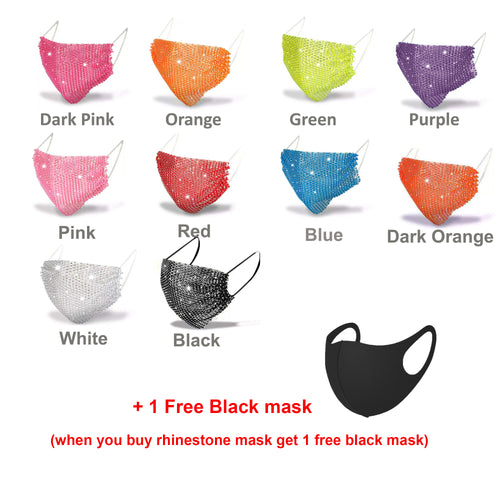 Rhinestone Jewelry Fashion Mask, Fish-Net Sparkle Mouse Mask + 1 Solid Black Mask