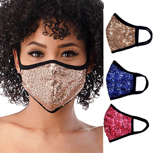 Bling Bling Sequin Sparkly Face Mask, Made in USA, Washable & Reusable Mask